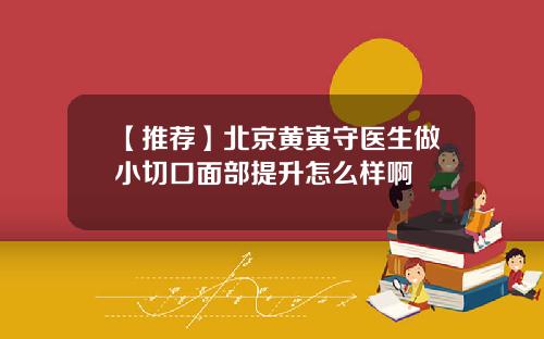 【推荐】北京黄寅守医生做小切口面部提升怎么样啊