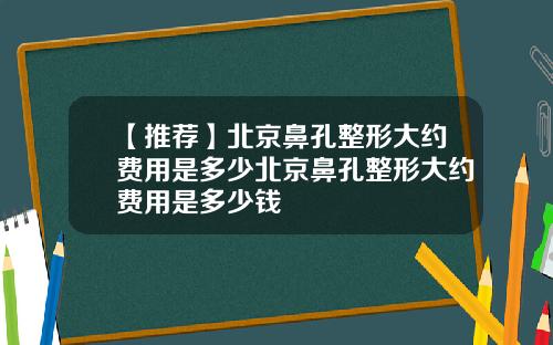 【推荐】北京鼻孔整形大约费用是多少北京鼻孔整形大约费用是多少钱