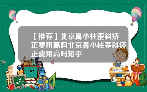 【推荐】北京鼻小柱歪斜矫正费用高吗北京鼻小柱歪斜矫正费用高吗知乎