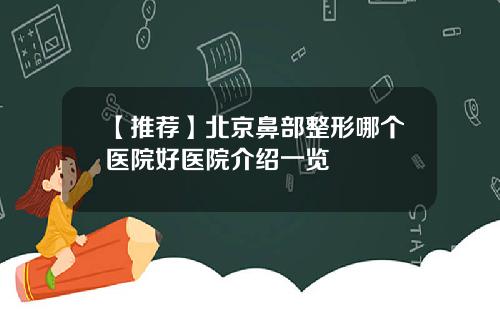 【推荐】北京鼻部整形哪个医院好医院介绍一览