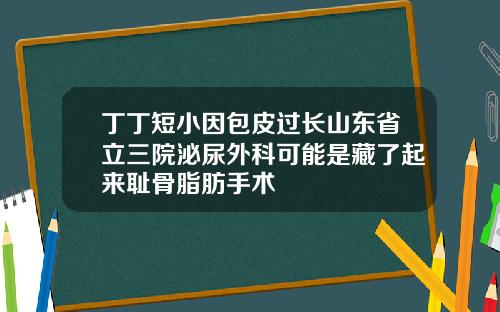 丁丁短小因包皮过长山东省立三院泌尿外科可能是藏了起来耻骨脂肪手术