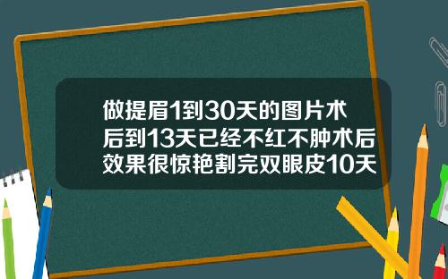 做提眉1到30天的图片术后到13天已经不红不肿术后效果很惊艳割完双眼皮10天的照片
