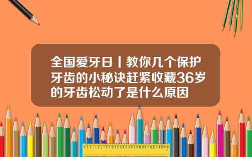 全国爱牙日丨教你几个保护牙齿的小秘诀赶紧收藏36岁的牙齿松动了是什么原因