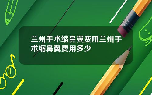兰州手术缩鼻翼费用兰州手术缩鼻翼费用多少