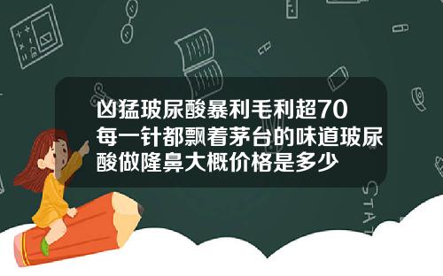 凶猛玻尿酸暴利毛利超70每一针都飘着茅台的味道玻尿酸做隆鼻大概价格是多少