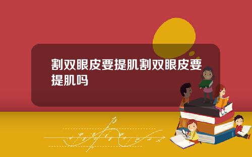 割双眼皮要提肌割双眼皮要提肌吗