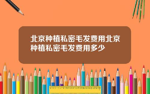 北京种植私密毛发费用北京种植私密毛发费用多少