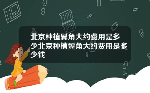北京种植鬓角大约费用是多少北京种植鬓角大约费用是多少钱