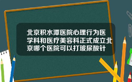 北京积水潭医院心理行为医学科和医疗美容科正式成立北京哪个医院可以打玻尿酸针