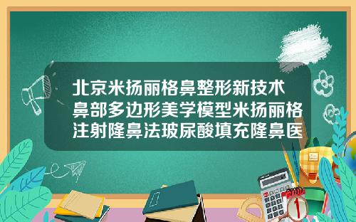 北京米扬丽格鼻整形新技术鼻部多边形美学模型米扬丽格注射隆鼻法玻尿酸填充隆鼻医院