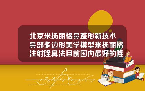 北京米扬丽格鼻整形新技术鼻部多边形美学模型米扬丽格注射隆鼻法目前国内最好的隆鼻