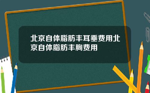 北京自体脂肪丰耳垂费用北京自体脂肪丰胸费用