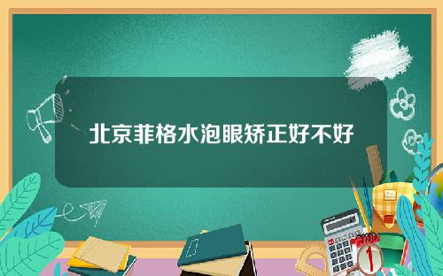 北京菲格水泡眼矫正好不好