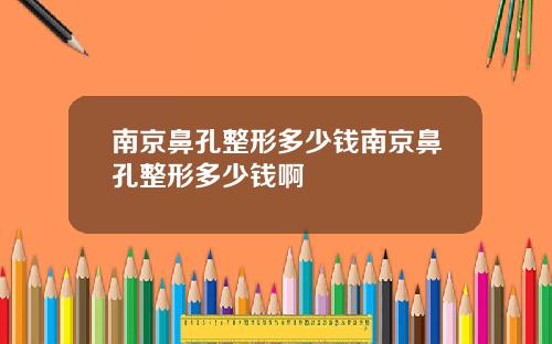 南京鼻孔整形多少钱南京鼻孔整形多少钱啊