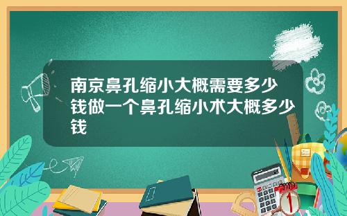 南京鼻孔缩小大概需要多少钱做一个鼻孔缩小术大概多少钱