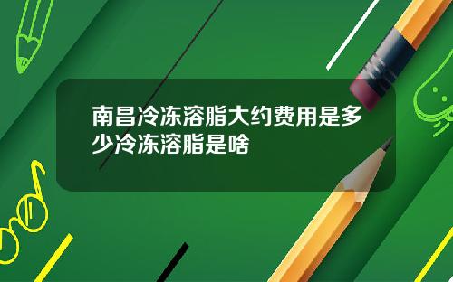 南昌冷冻溶脂大约费用是多少冷冻溶脂是啥