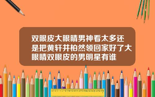 双眼皮大眼睛男神看太多还是把黄轩井柏然领回家好了大眼睛双眼皮的男明星有谁