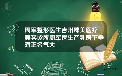 周军整形医生吉州臻美医疗美容诊所周军医生产乳房下垂矫正名气大