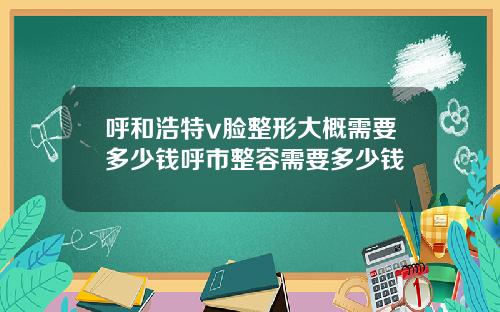 呼和浩特v脸整形大概需要多少钱呼市整容需要多少钱