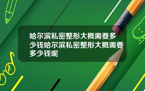 哈尔滨私密整形大概需要多少钱哈尔滨私密整形大概需要多少钱呢