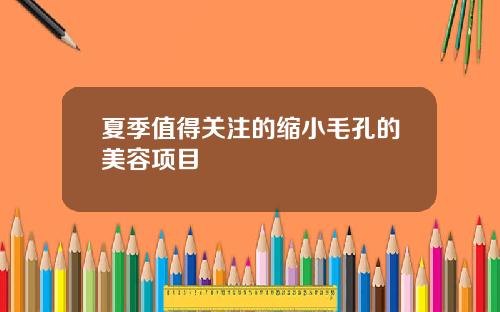 夏季值得关注的缩小毛孔的美容项目