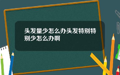 头发量少怎么办头发特别特别少怎么办啊