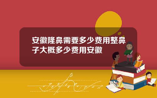 安徽隆鼻需要多少费用整鼻子大概多少费用安徽