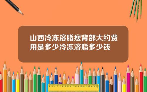 山西冷冻溶脂瘦背部大约费用是多少冷冻溶脂多少钱