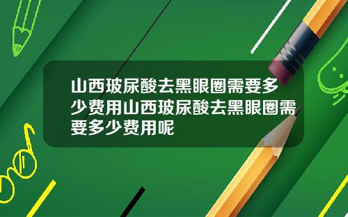 山西玻尿酸去黑眼圈需要多少费用山西玻尿酸去黑眼圈需要多少费用呢