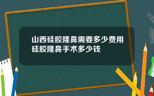 山西硅胶隆鼻需要多少费用硅胶隆鼻手术多少钱