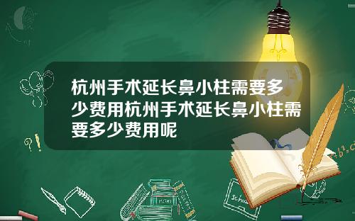 杭州手术延长鼻小柱需要多少费用杭州手术延长鼻小柱需要多少费用呢