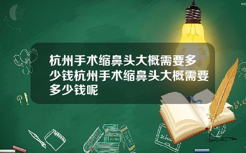 杭州手术缩鼻头大概需要多少钱杭州手术缩鼻头大概需要多少钱呢