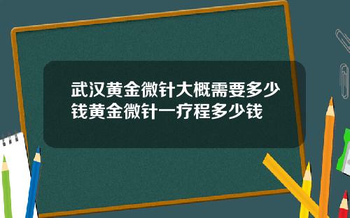 武汉黄金微针大概需要多少钱黄金微针一疗程多少钱