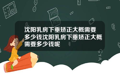 沈阳乳房下垂矫正大概需要多少钱沈阳乳房下垂矫正大概需要多少钱呢