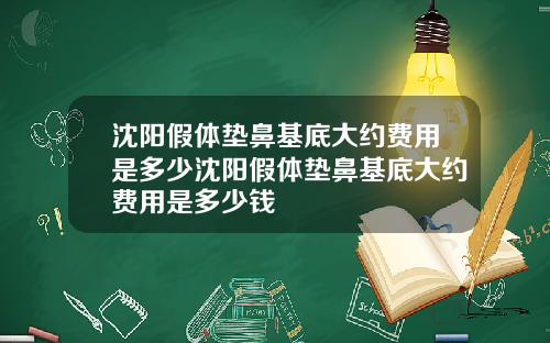 沈阳假体垫鼻基底大约费用是多少沈阳假体垫鼻基底大约费用是多少钱