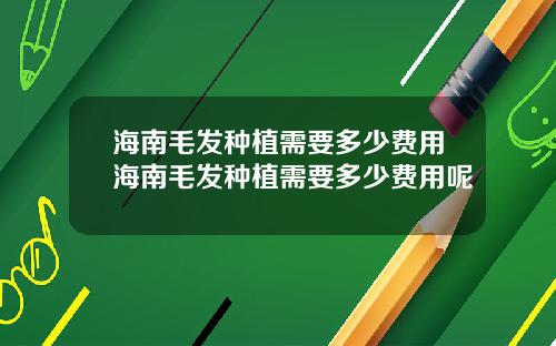 海南毛发种植需要多少费用海南毛发种植需要多少费用呢