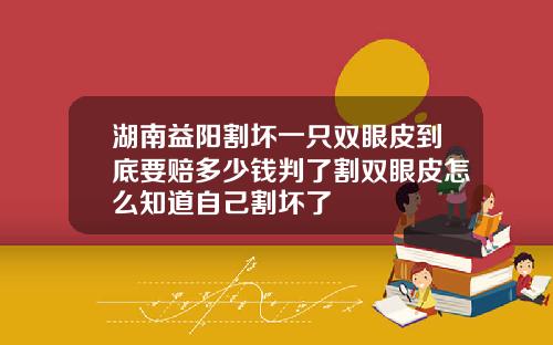 湖南益阳割坏一只双眼皮到底要赔多少钱判了割双眼皮怎么知道自己割坏了