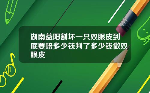 湖南益阳割坏一只双眼皮到底要赔多少钱判了多少钱做双眼皮