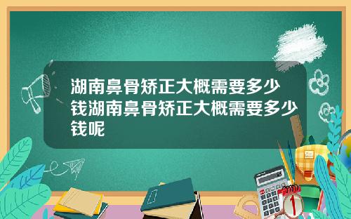 湖南鼻骨矫正大概需要多少钱湖南鼻骨矫正大概需要多少钱呢