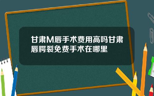 甘肃M唇手术费用高吗甘肃唇腭裂免费手术在哪里
