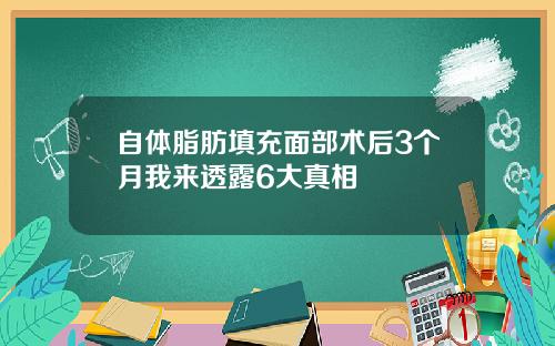 自体脂肪填充面部术后3个月我来透露6大真相