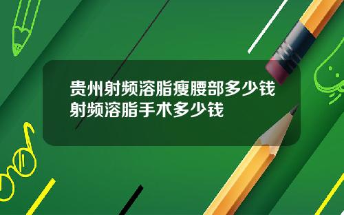 贵州射频溶脂瘦腰部多少钱射频溶脂手术多少钱