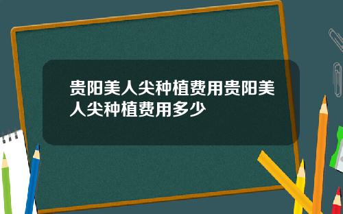 贵阳美人尖种植费用贵阳美人尖种植费用多少