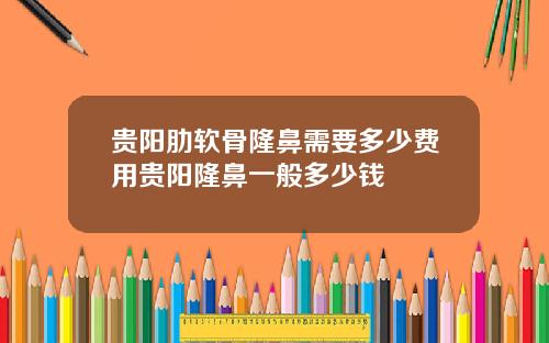 贵阳肋软骨隆鼻需要多少费用贵阳隆鼻一般多少钱