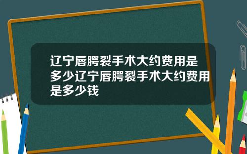 辽宁唇腭裂手术大约费用是多少辽宁唇腭裂手术大约费用是多少钱