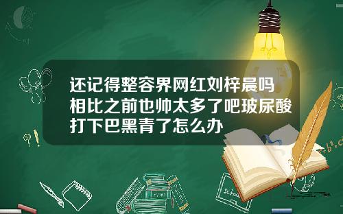 还记得整容界网红刘梓晨吗相比之前也帅太多了吧玻尿酸打下巴黑青了怎么办