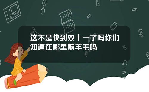 这不是快到双十一了吗你们知道在哪里薅羊毛吗