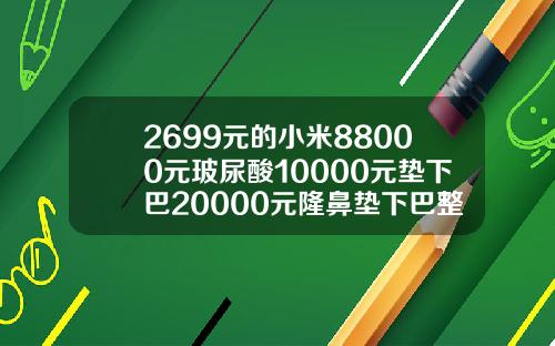 2699元的小米88000元玻尿酸10000元垫下巴20000元隆鼻垫下巴整形多少钱