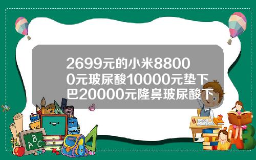 2699元的小米88000元玻尿酸10000元垫下巴20000元隆鼻玻尿酸下巴多少钱一支