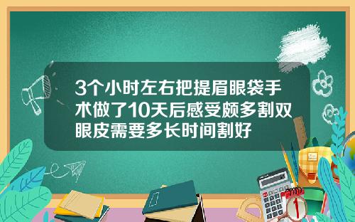 3个小时左右把提眉眼袋手术做了10天后感受颇多割双眼皮需要多长时间割好